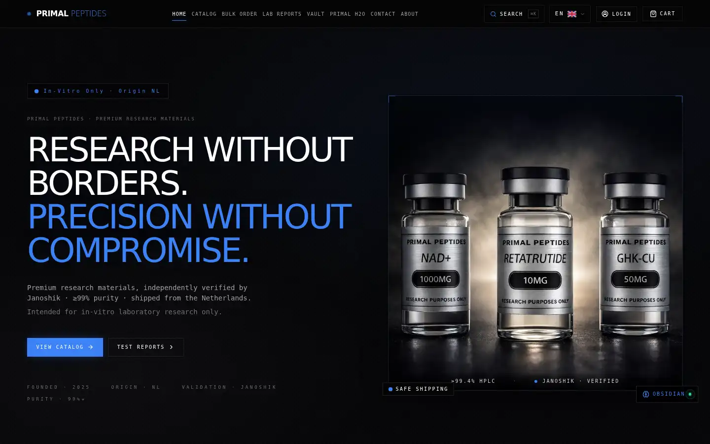 Screenshot of primalpeptides.nl