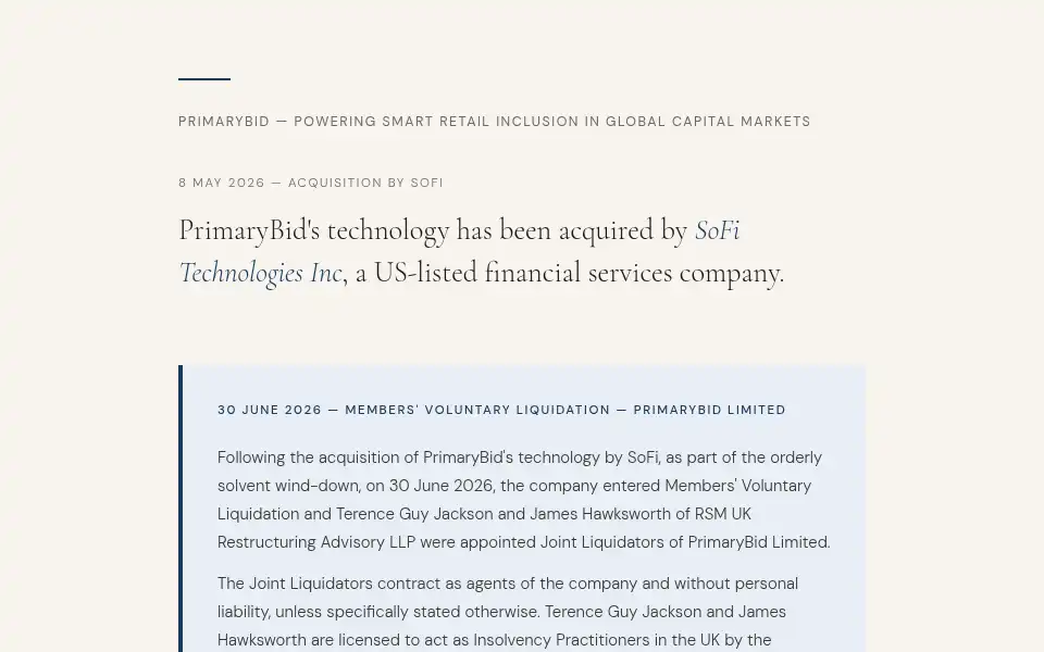 Screenshot of primarybid.com