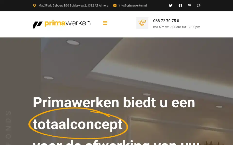 Screenshot of primawerken.nl
