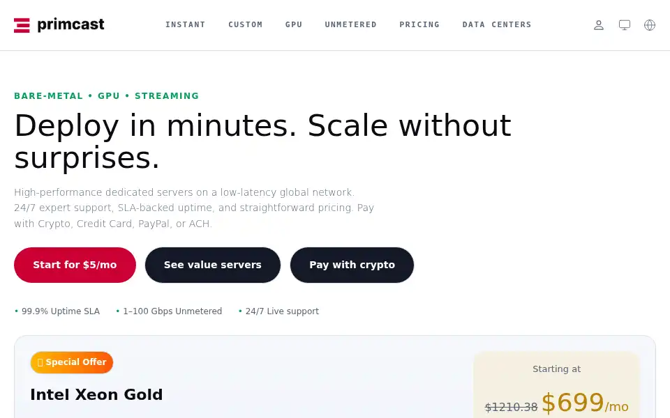 Screenshot of primcast.com