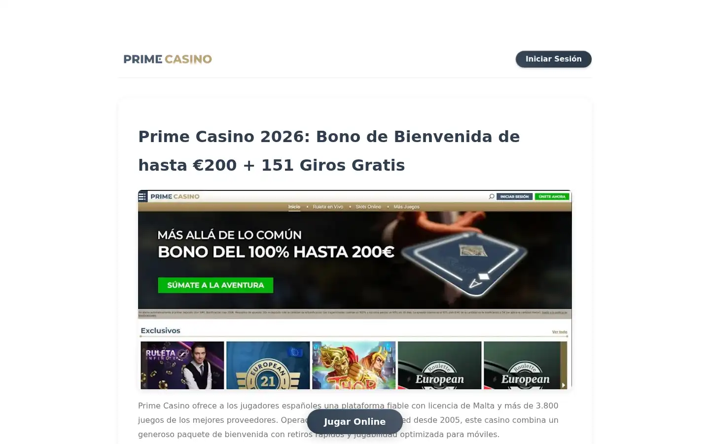 Screenshot of prime-casino.es