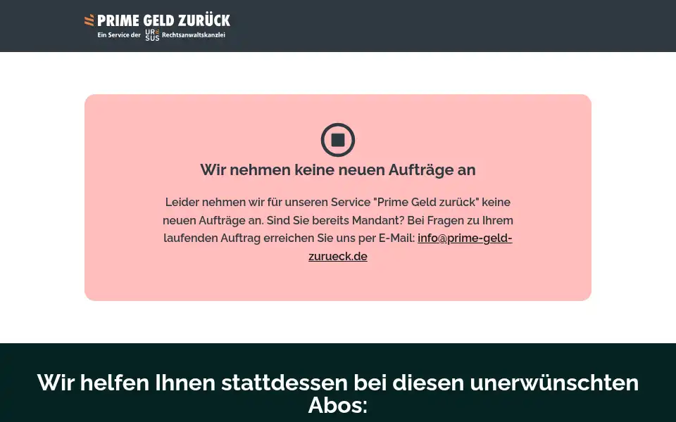 Screenshot of prime-geld-zurueck.de