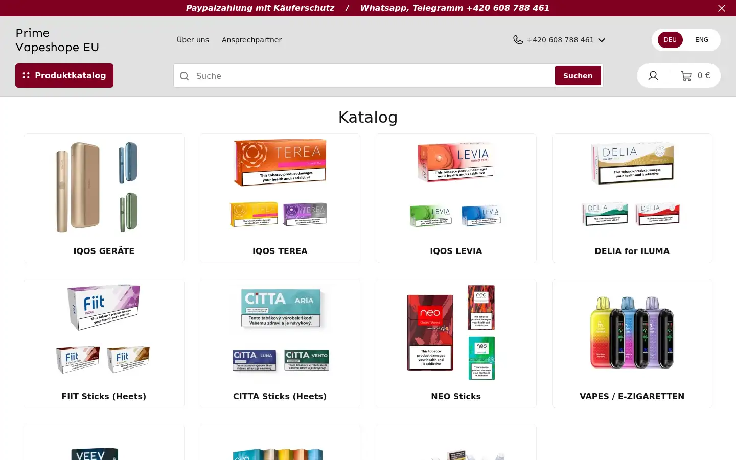Screenshot of prime-vapeshop.com