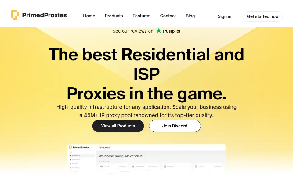 Screenshot of primedproxies.com