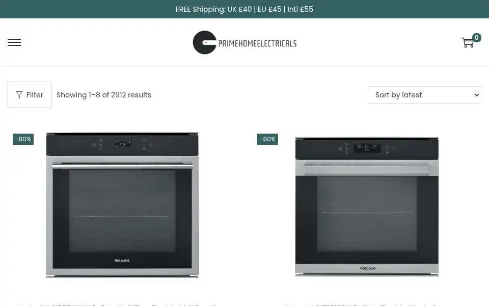 Screenshot of primehomeelectricals.com