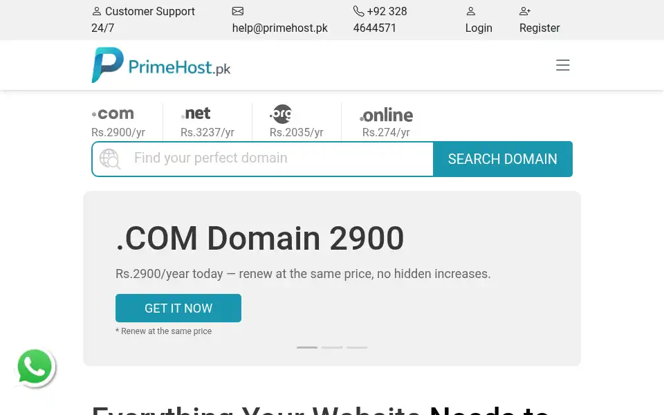 Screenshot of primehost.pk