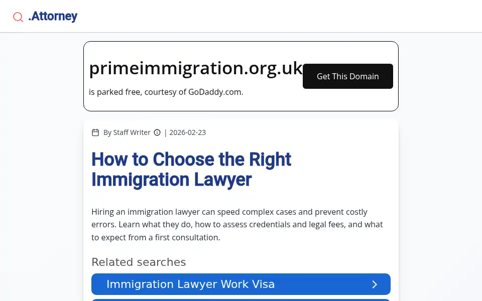 Screenshot of primeimmigration.org.uk