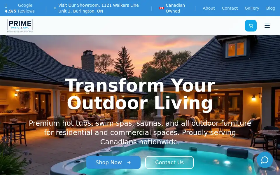 Screenshot of primepatiospa.ca