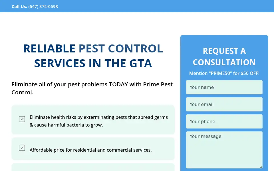 Screenshot of primepest.ca