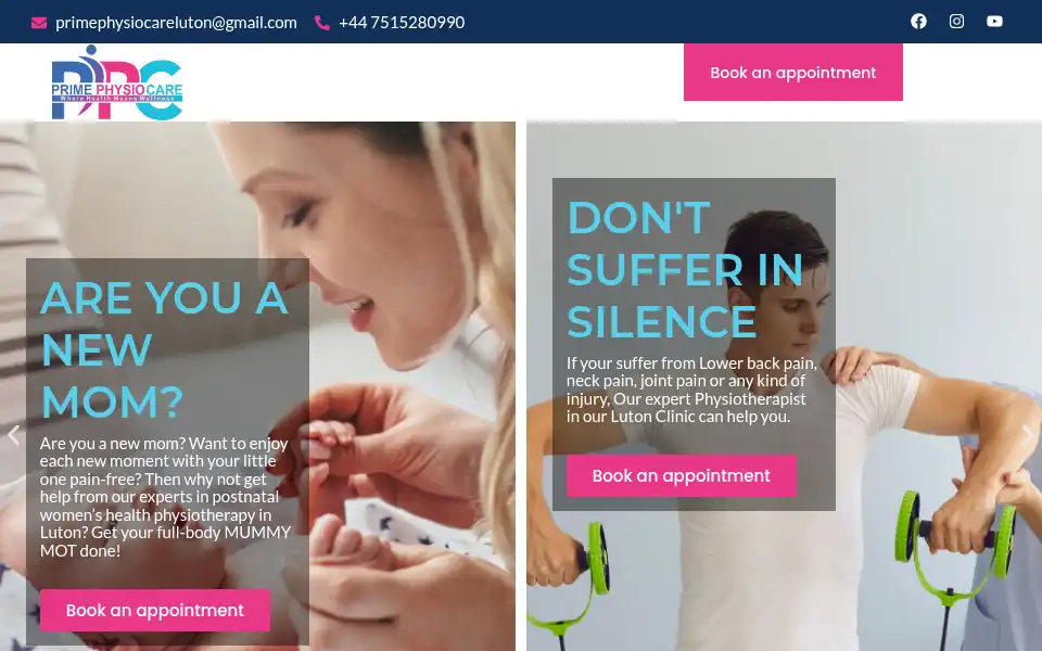 Screenshot of primephysiocare.co.uk