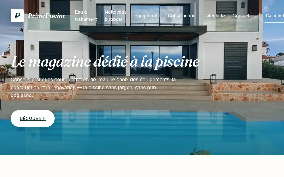 Screenshot of primepiscine.fr