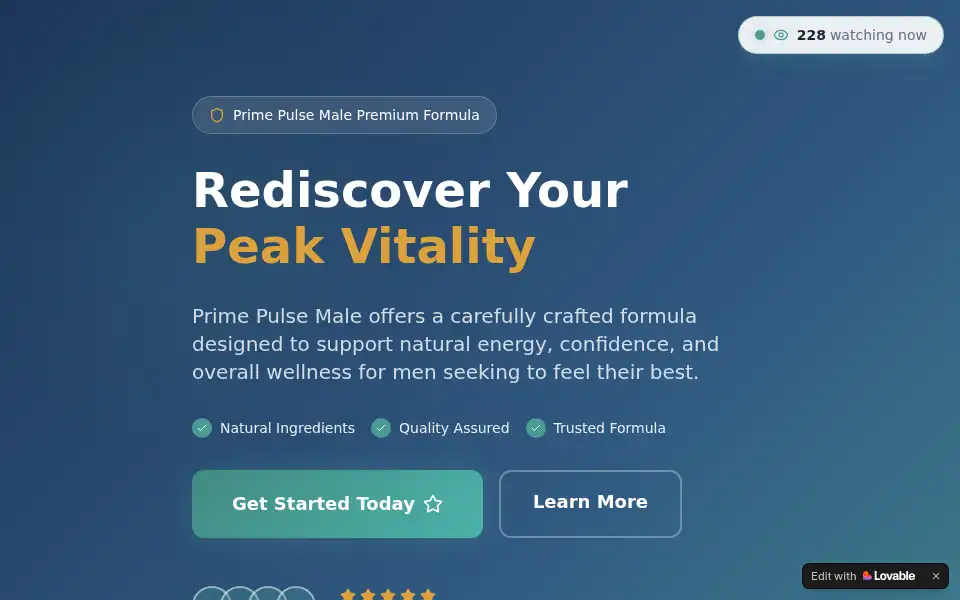 Screenshot of primepulse-male.lovable.app