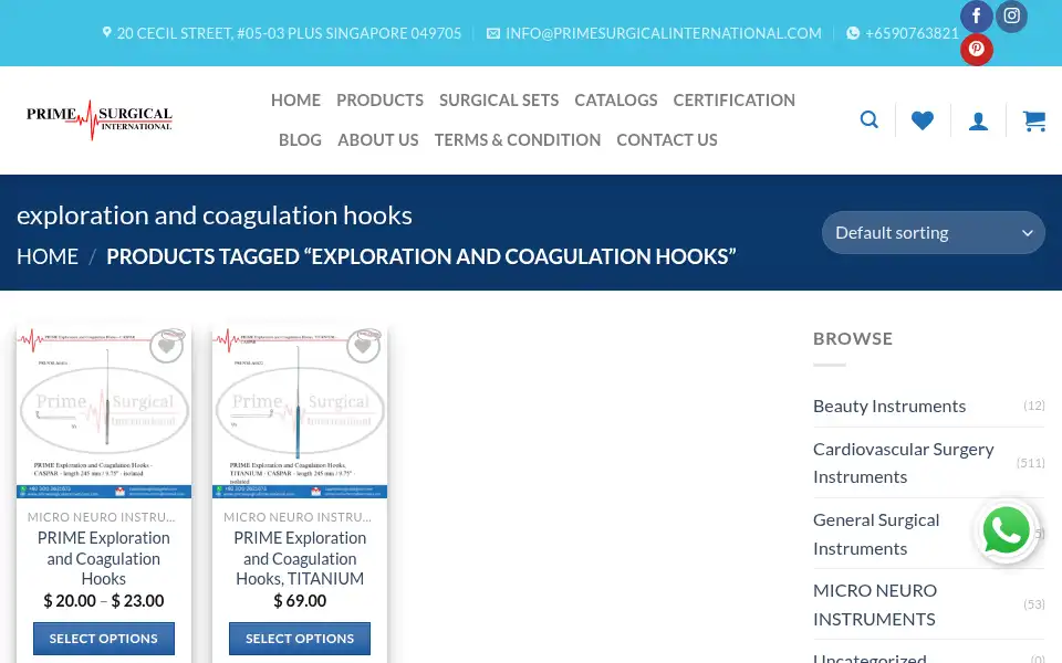 Screenshot of primesurgicalinternational.com
