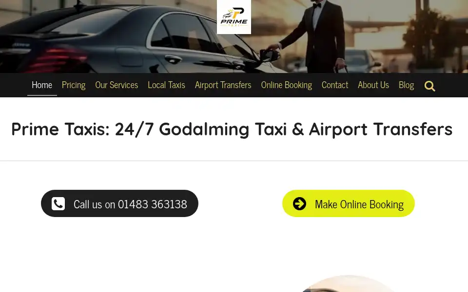 Screenshot of primetaxisgodalming.com
