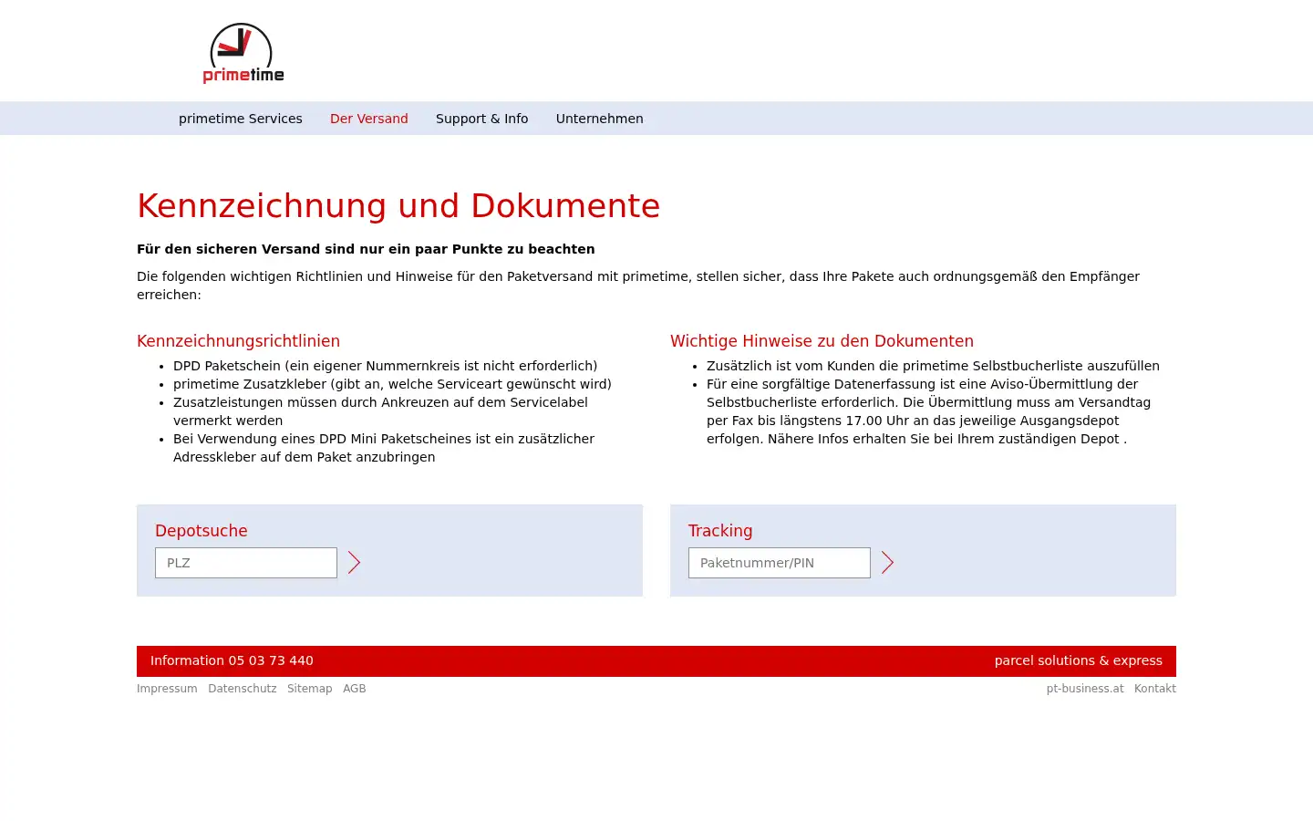 Screenshot of primetime.co.at