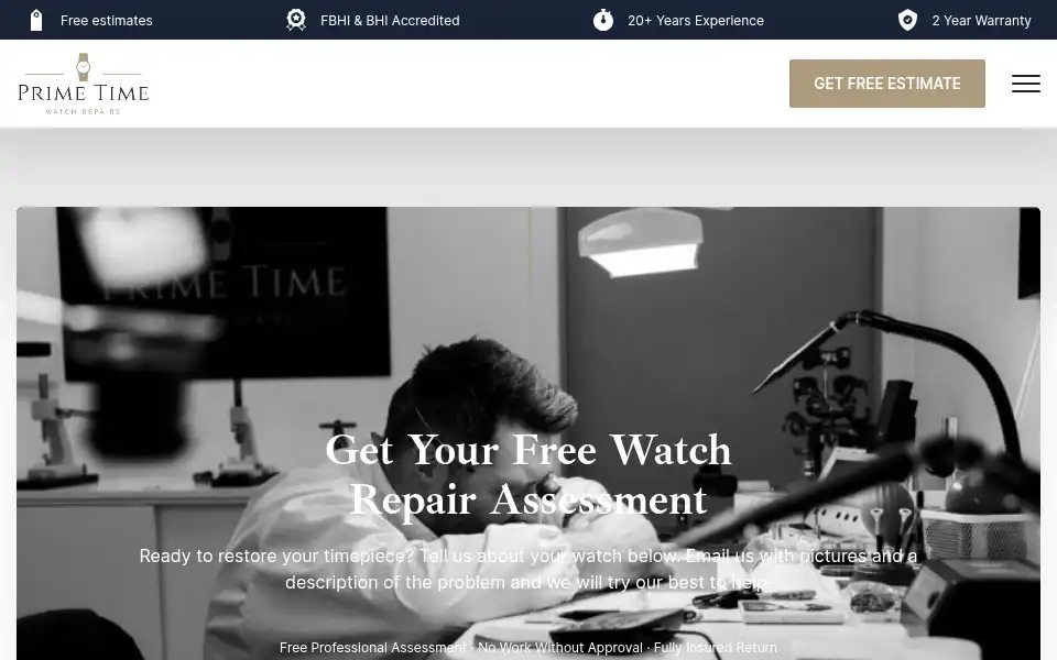 Screenshot of primetimewatchrepairs.co.uk