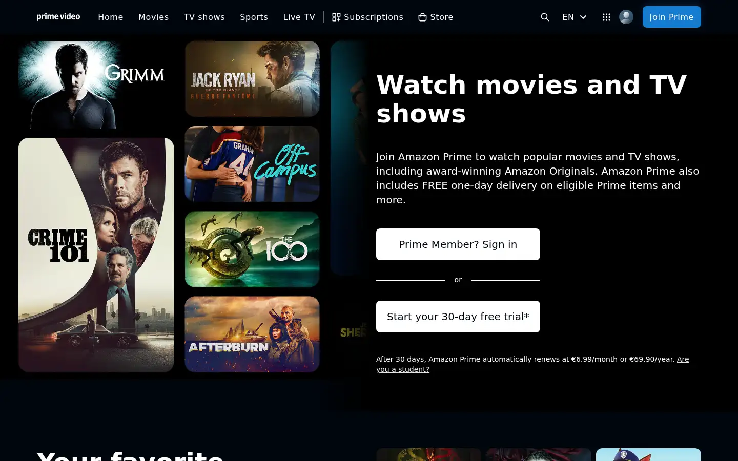 Screenshot of primevideo.se