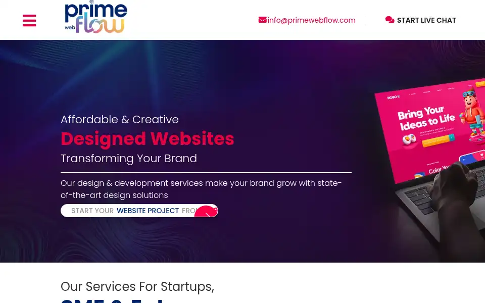 Screenshot of primewebflow.com