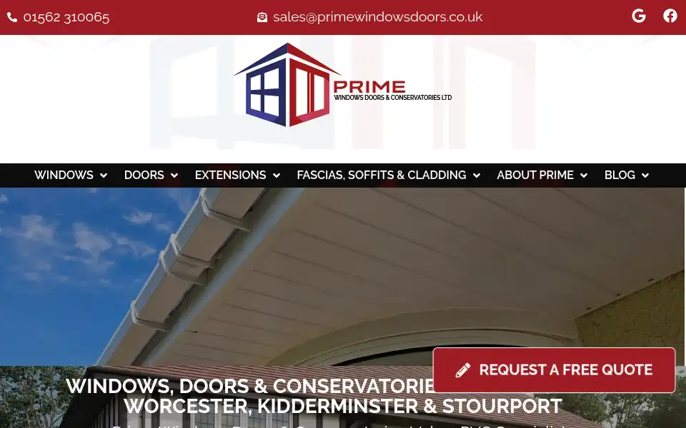 Screenshot of primewindowsdoors.co.uk