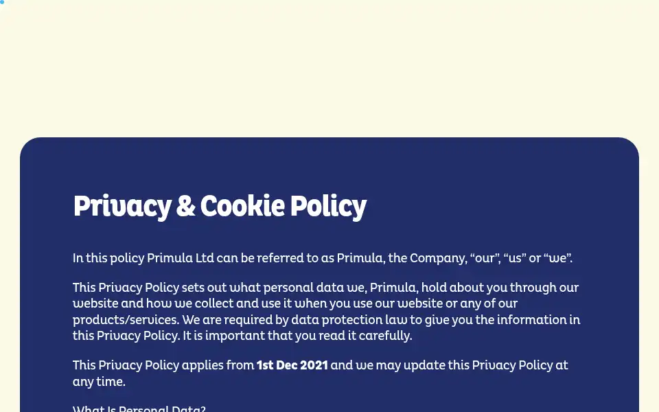 Screenshot of primula.co.uk