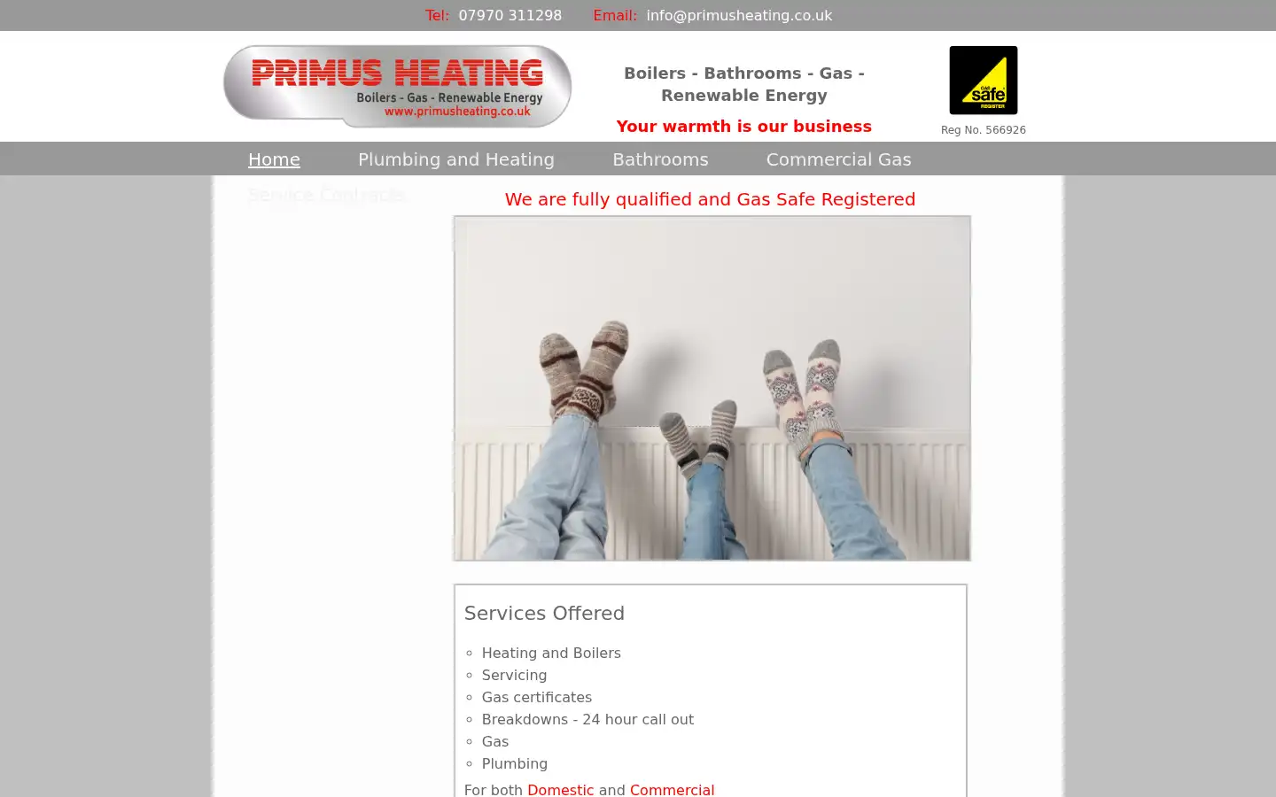 Screenshot of primusheating.co.uk
