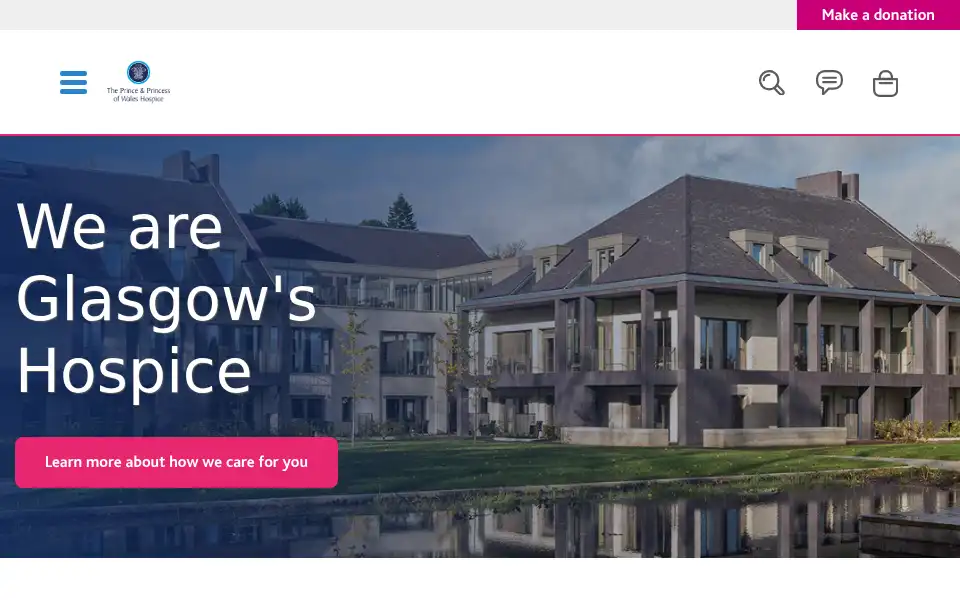 Screenshot of princeandprincessofwaleshospice.org.uk