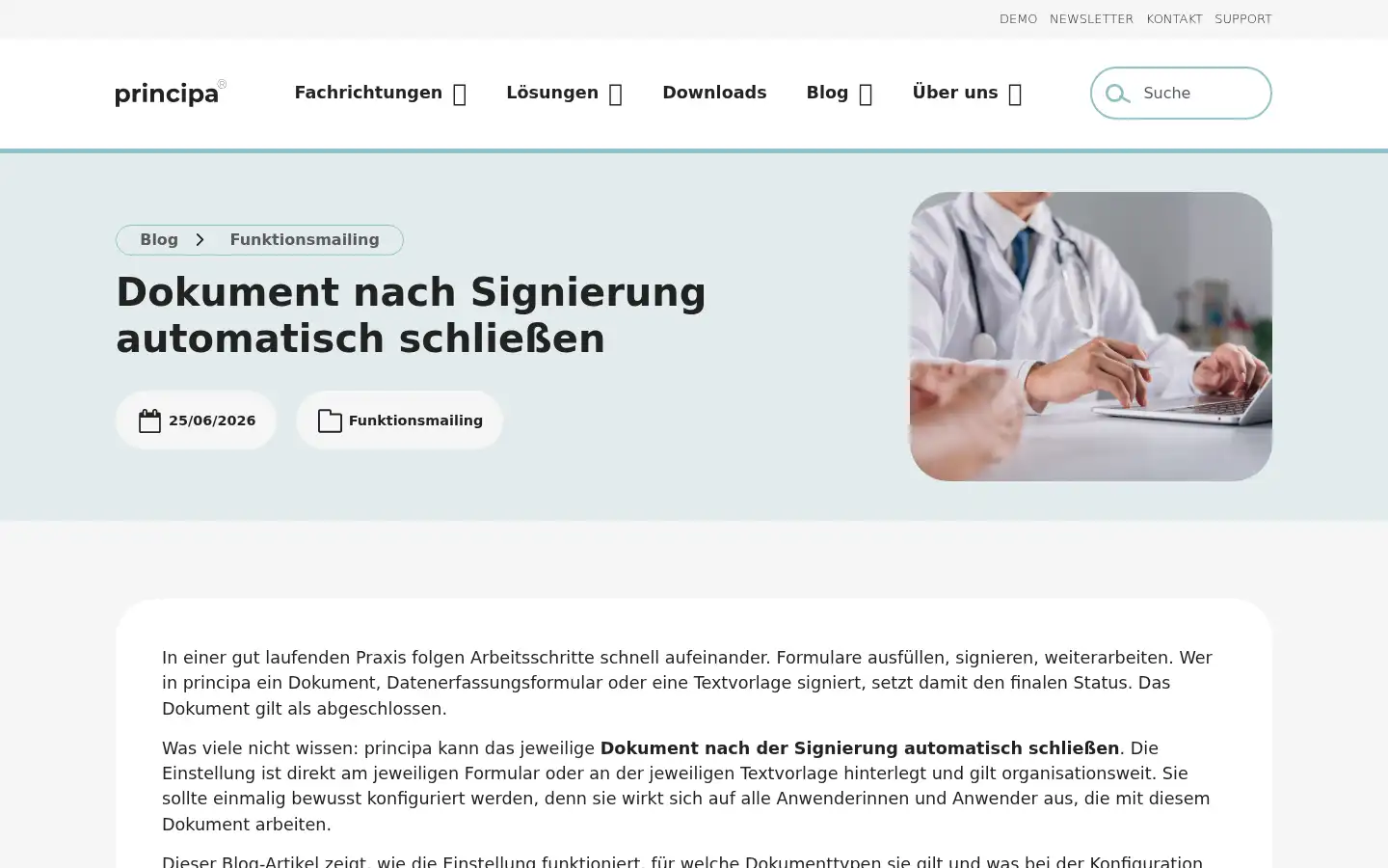 Screenshot of principa.health