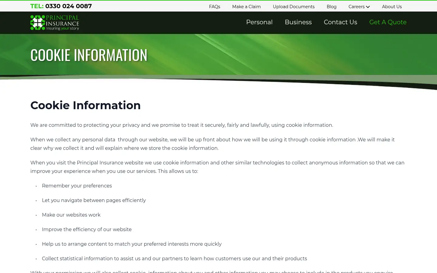 Screenshot of principalinsurance.co.uk