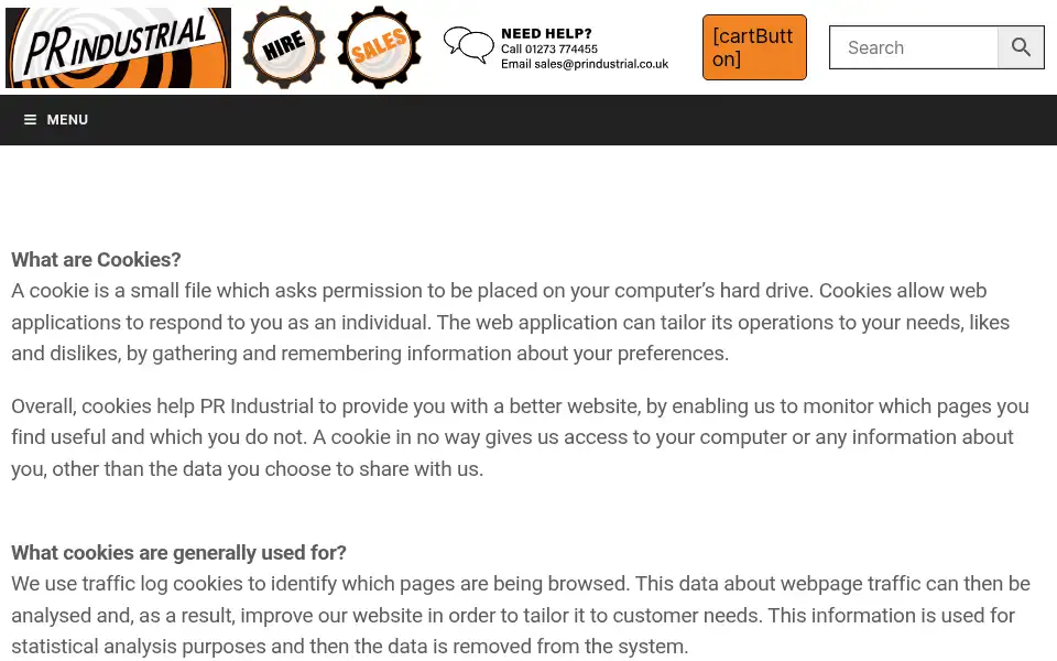Screenshot of prindustrial.co.uk