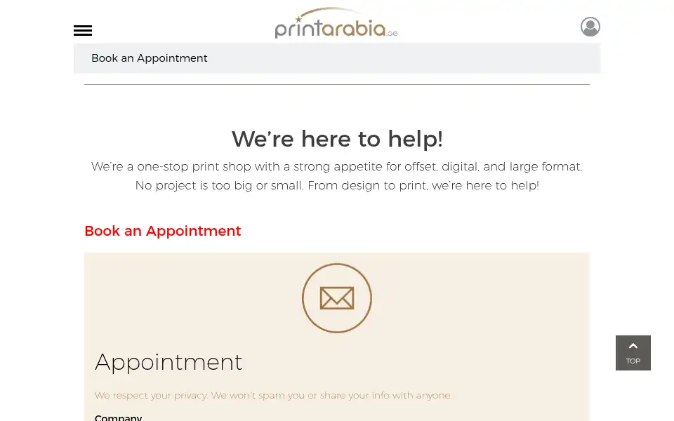 Screenshot of printarabia.ae