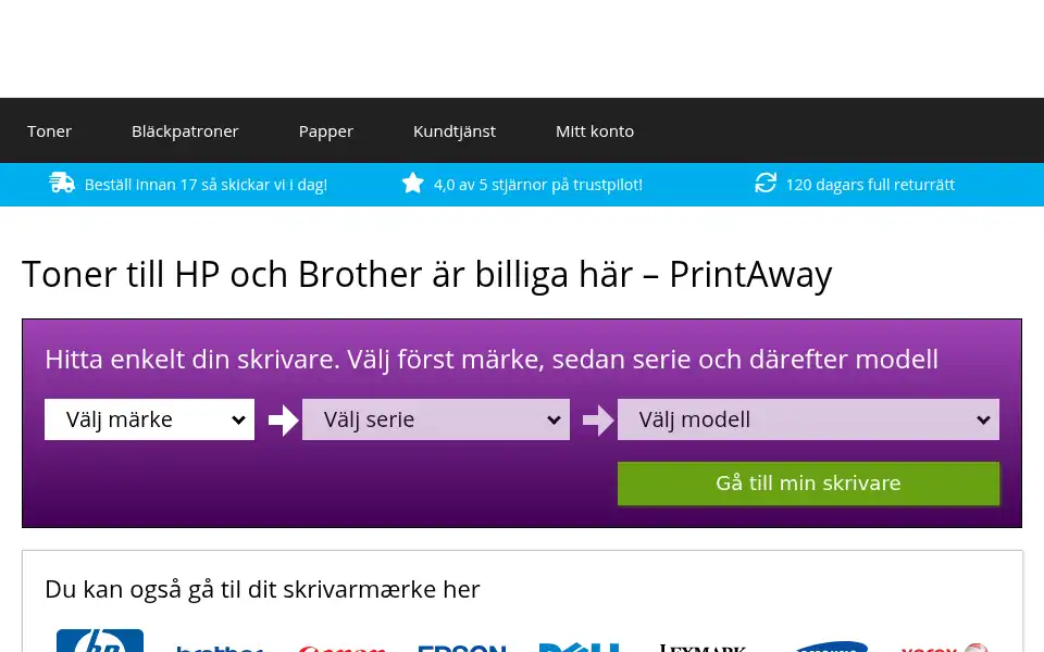 Screenshot of printaway.se