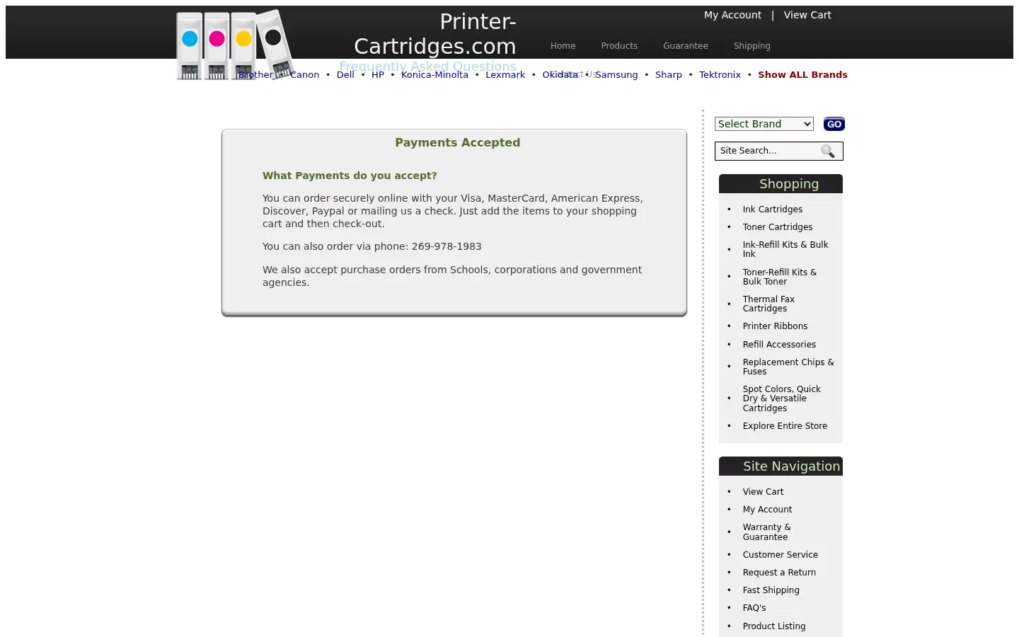 Screenshot of printer-cartridges.com