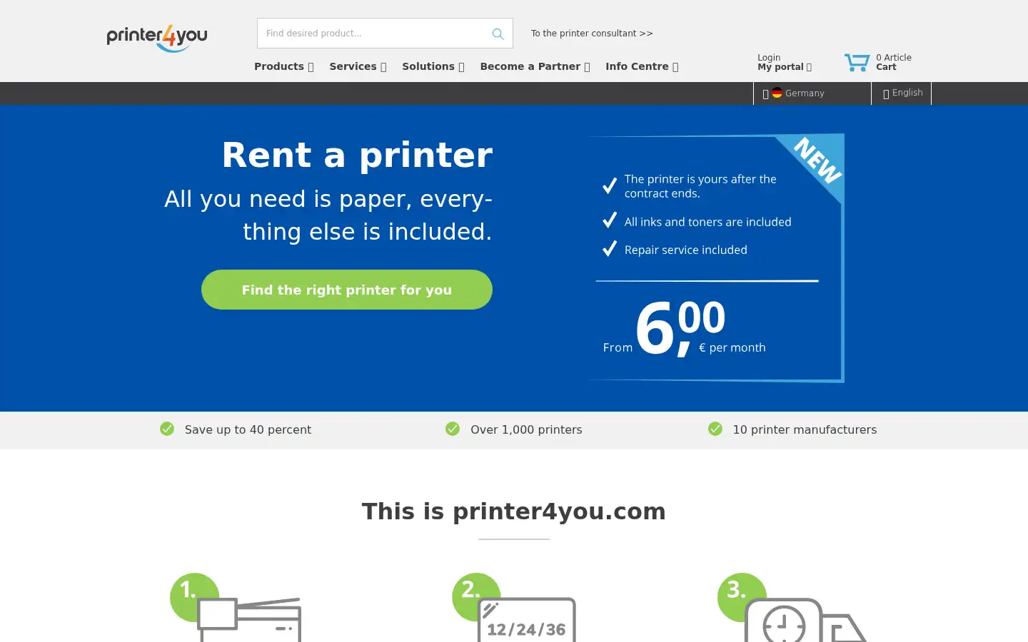 Screenshot of printer4you.com