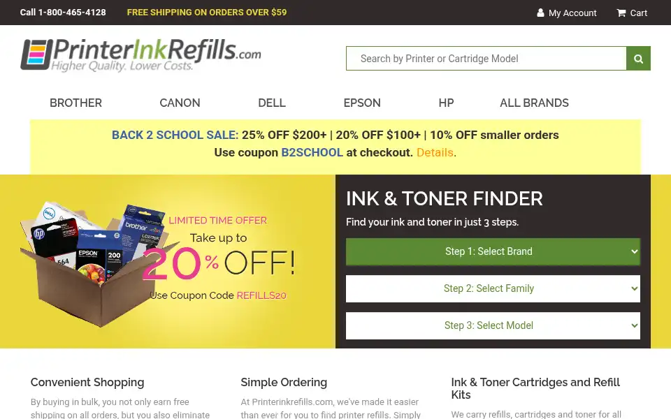 Screenshot of printerinkrefills.com