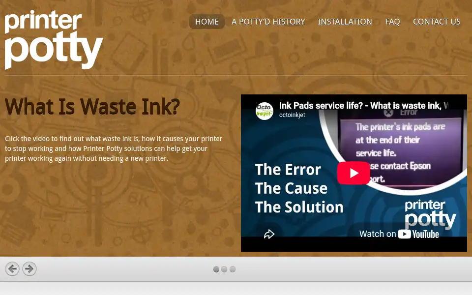 Screenshot of printerpotty.com