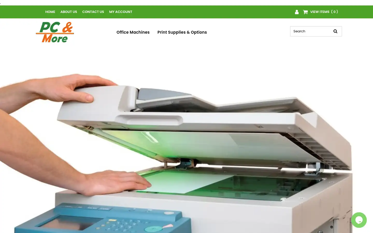 Screenshot of printerscopiersandmore.com