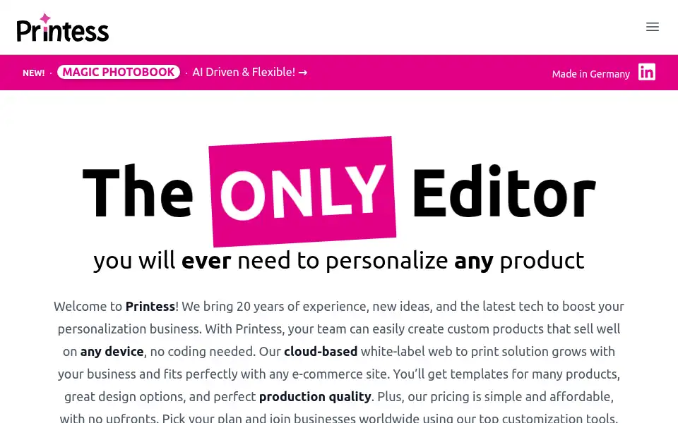 Screenshot of printess.com