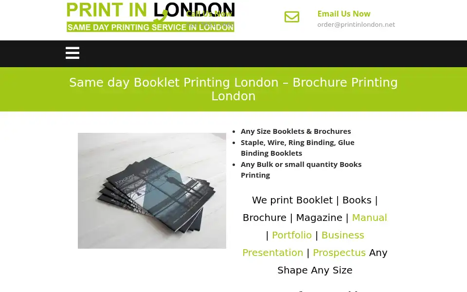 Screenshot of printinlondon.co.uk