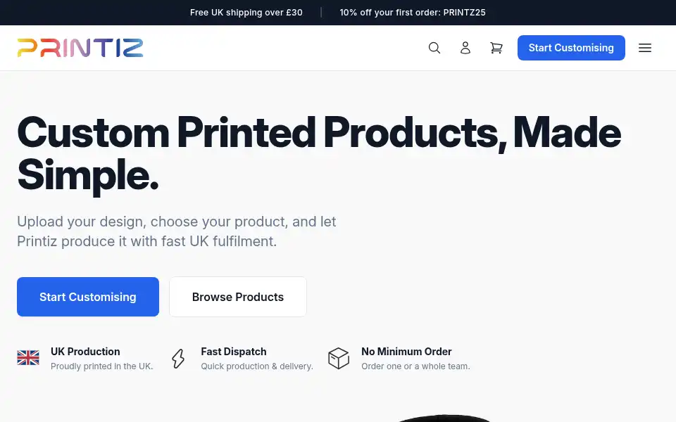 Screenshot of printiz.co.uk