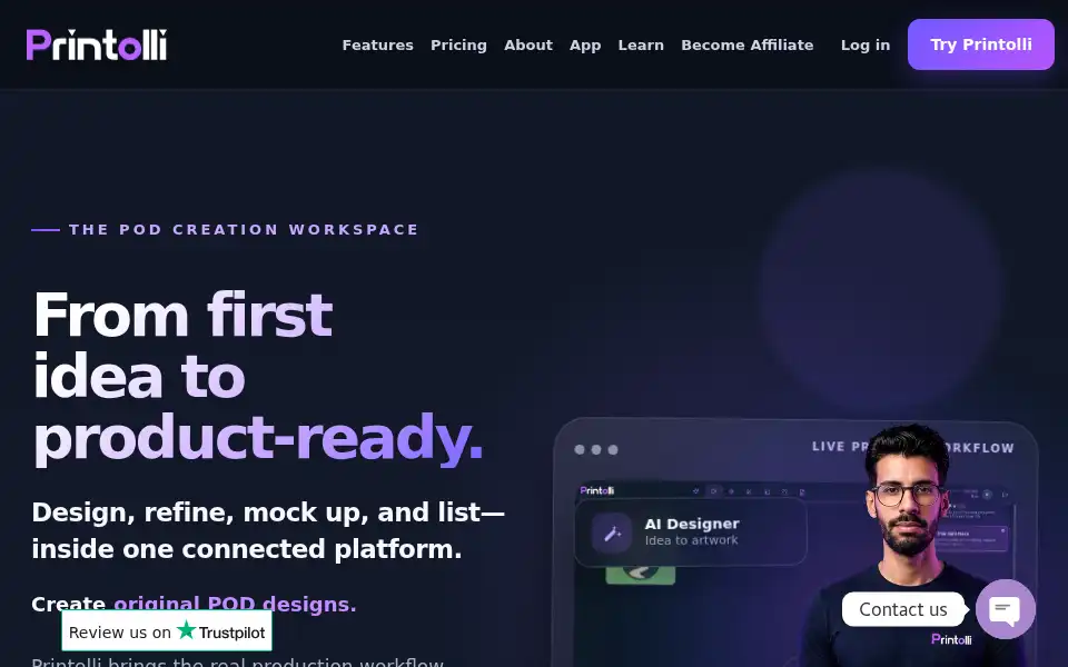 Screenshot of printolli.com