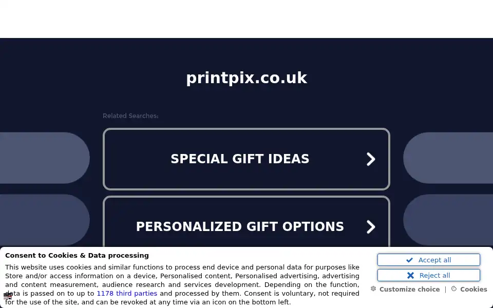Screenshot of printpix.co.uk