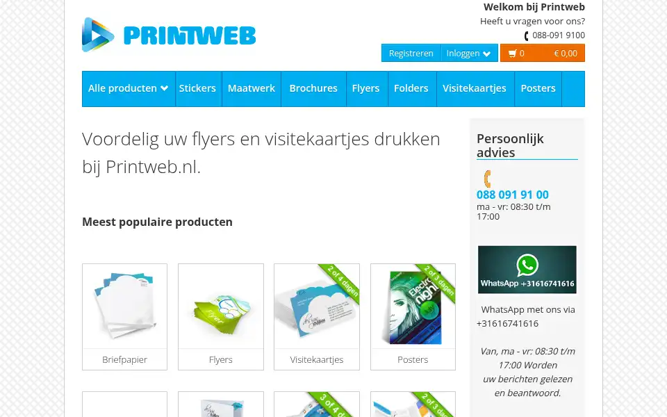 Screenshot of printweb.nl