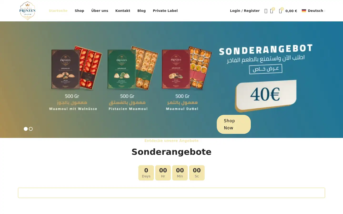 Screenshot of prinzensweets.de