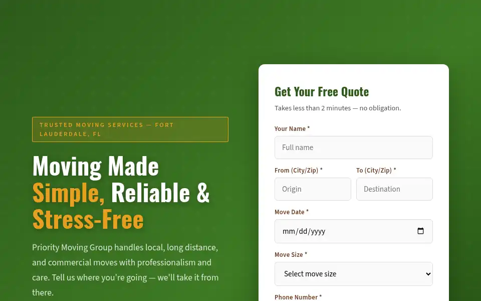 Screenshot of prioritymovinggroup.com