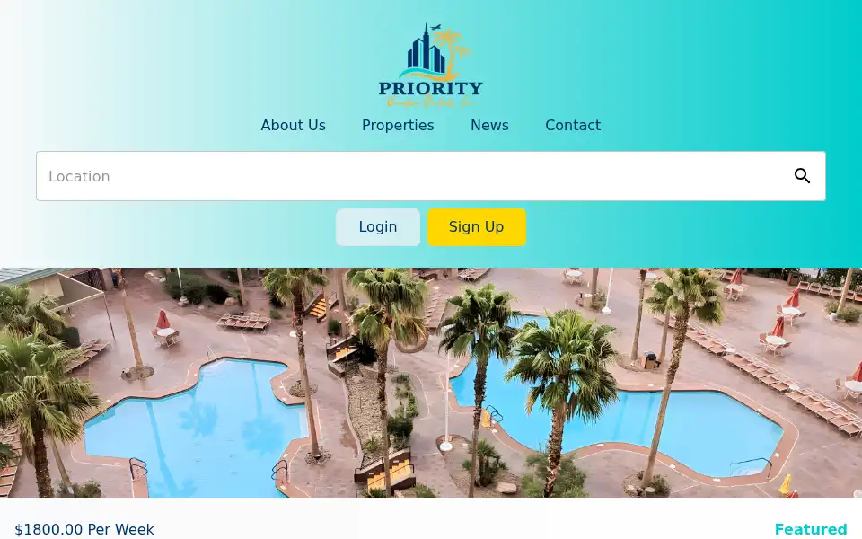 Screenshot of priorityvacationrental.com