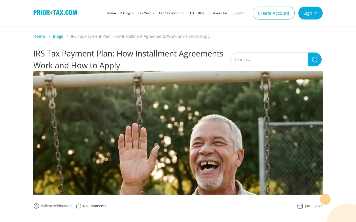 Screenshot of priortax.com