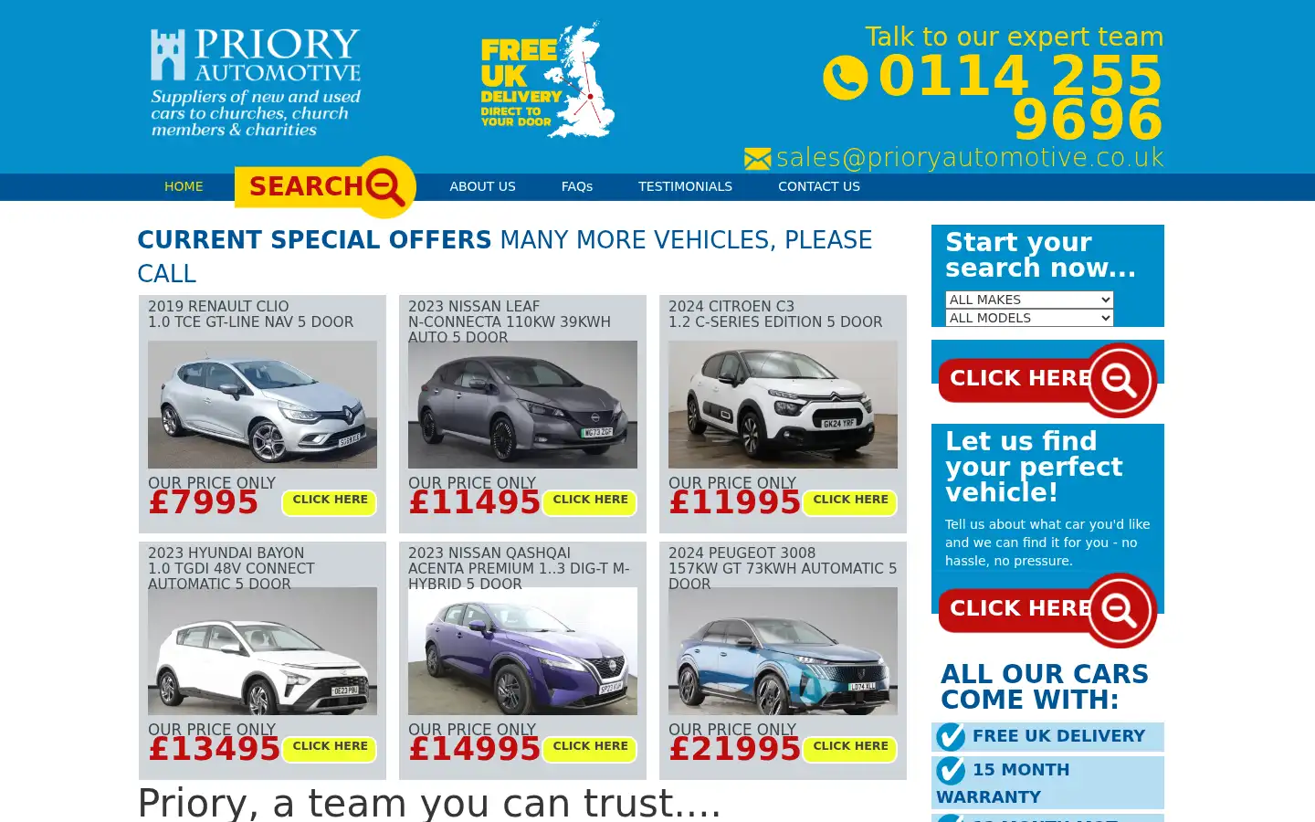 Screenshot of prioryautomotive.com