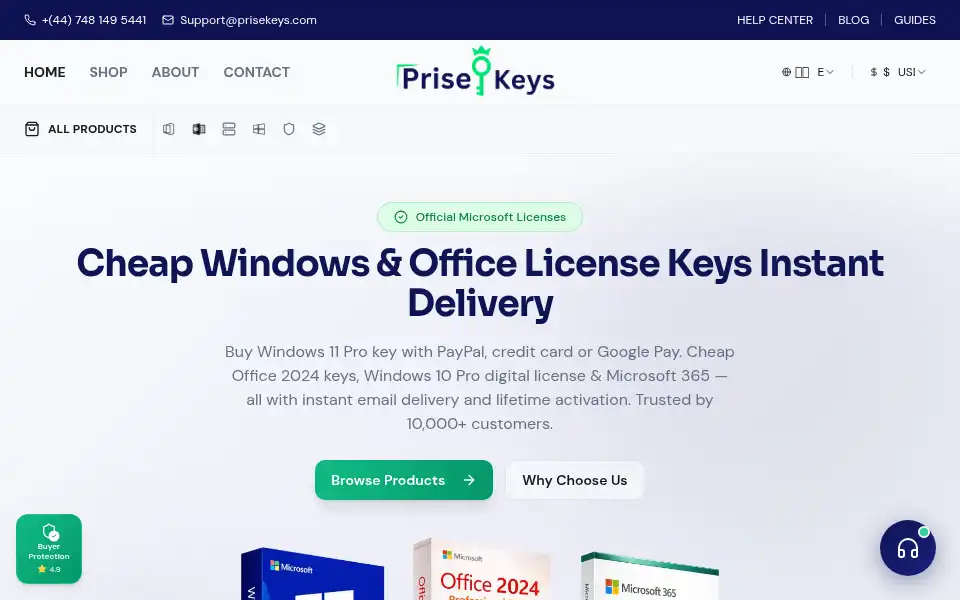 Screenshot of prisekeys.com