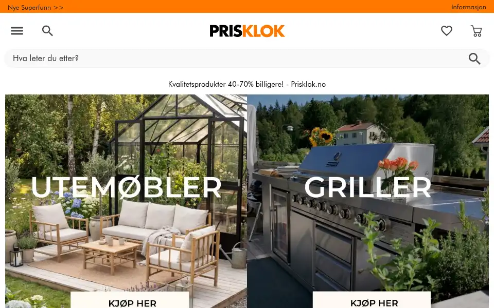 Screenshot of prisklok.no