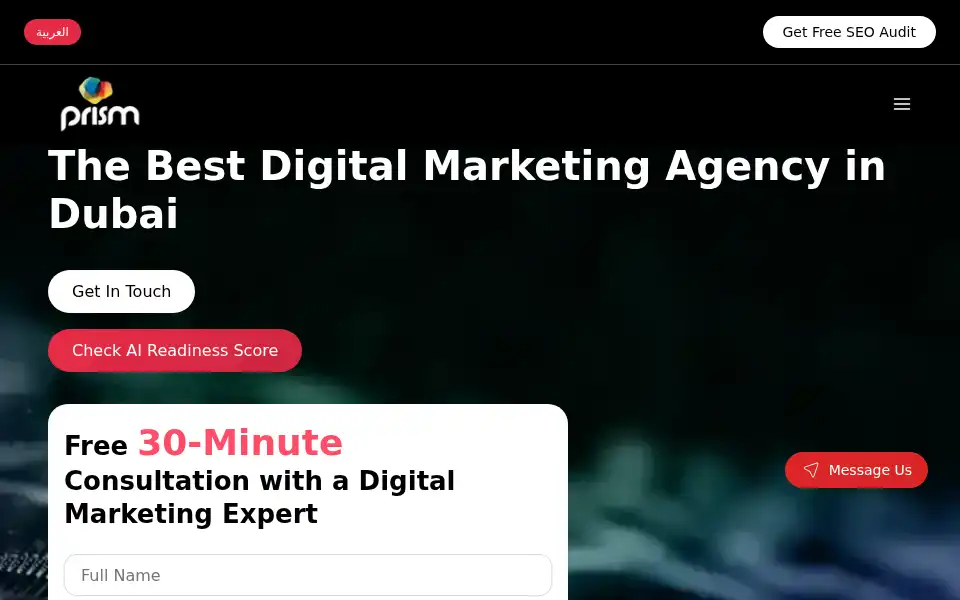Screenshot of prism-me.com